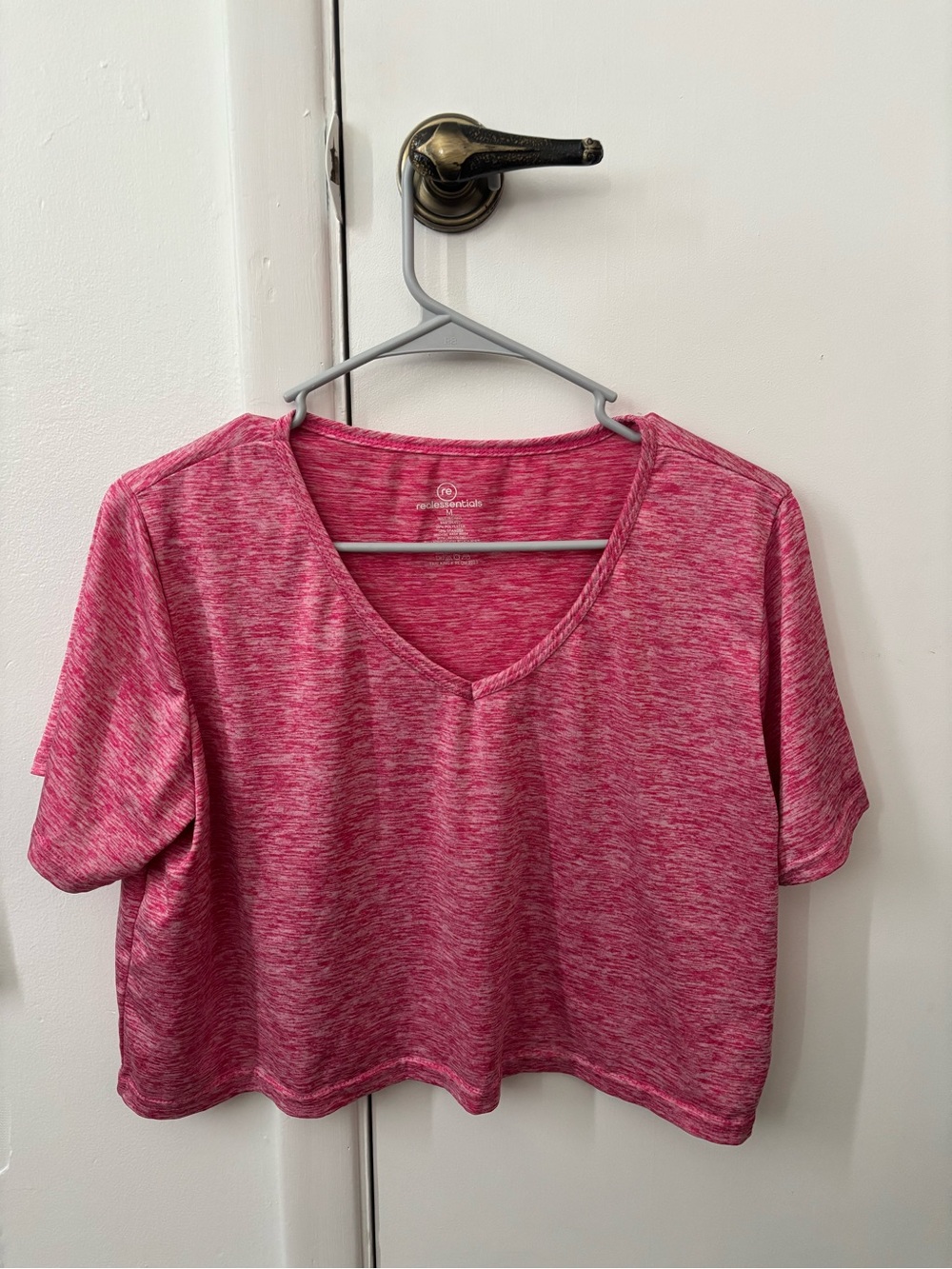 V-Neck Heathered Pink Crop Top